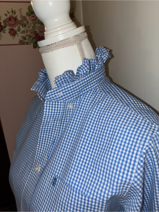 Izod Tops - Up- Cycled, Re-Worked Ruffled Collar “Girly” Shirt.
